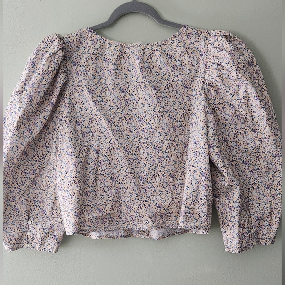 Floral puffer sleeve crop top - Picture 2 of 3